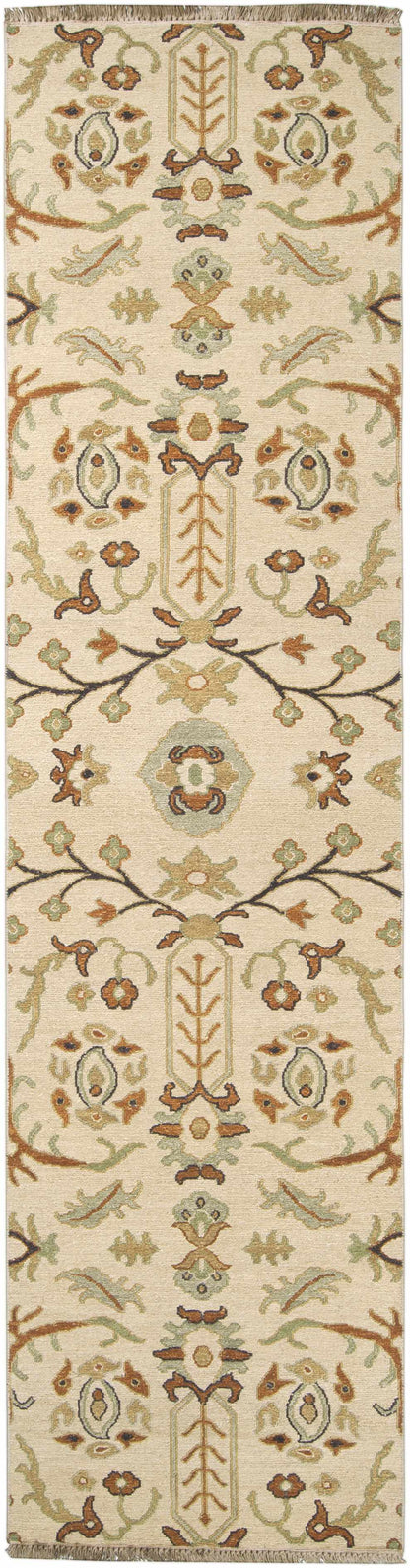 Brentford Carpet rug by Boutique Rugs in cream with emerald, rust and blue oriental motif on Tampa Home & Garden Store