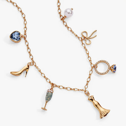 Bridal necklace by Alex and Ani in gold-tone with blue heart pendant and pearl charm on Tampa Home & Garden Store