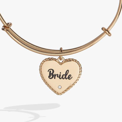 Bride Heart Bangle by ALEX AND ANI, rose gold tone bracelet with heart charm engraved Bride on Tampa Home & Garden Store
