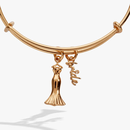 Bracelet Bridal Gown Duo Charm Bangle by ALEX AND ANI with gold-tone bands and dangling charms on Tampa Home & Garden Store