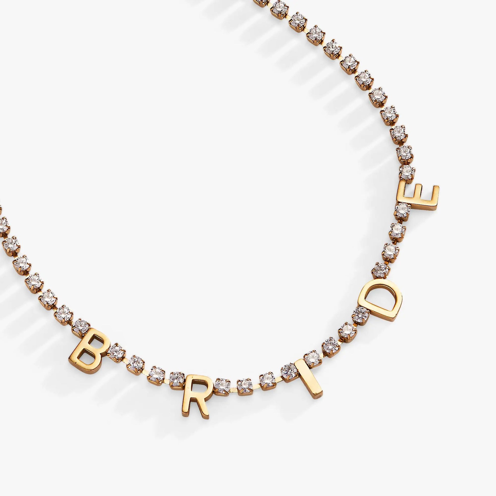 Bride crystal tennis necklace with gold-tone links and BRIDE charms by ALEX AND ANI on Tampa Home & Garden Store