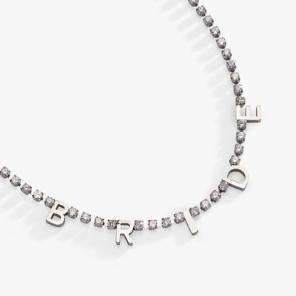 Bride crystal tennis necklace with pavé stones and BRIDE letter charms by ALEX AND ANI on Tampa Home & Garden Store