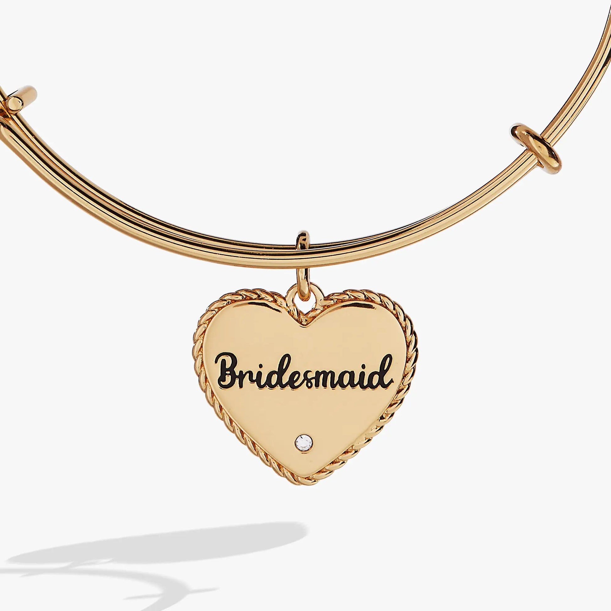 Bridesmaid Heart Bangle bracelet gold-tone with rope-edge heart charm, Alex and Ani on Tampa Home & Garden Store