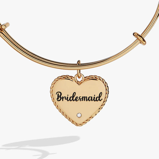 Bridesmaid Heart Bangle bracelet gold-tone with rope-edge heart charm, Alex and Ani on Tampa Home & Garden Store
