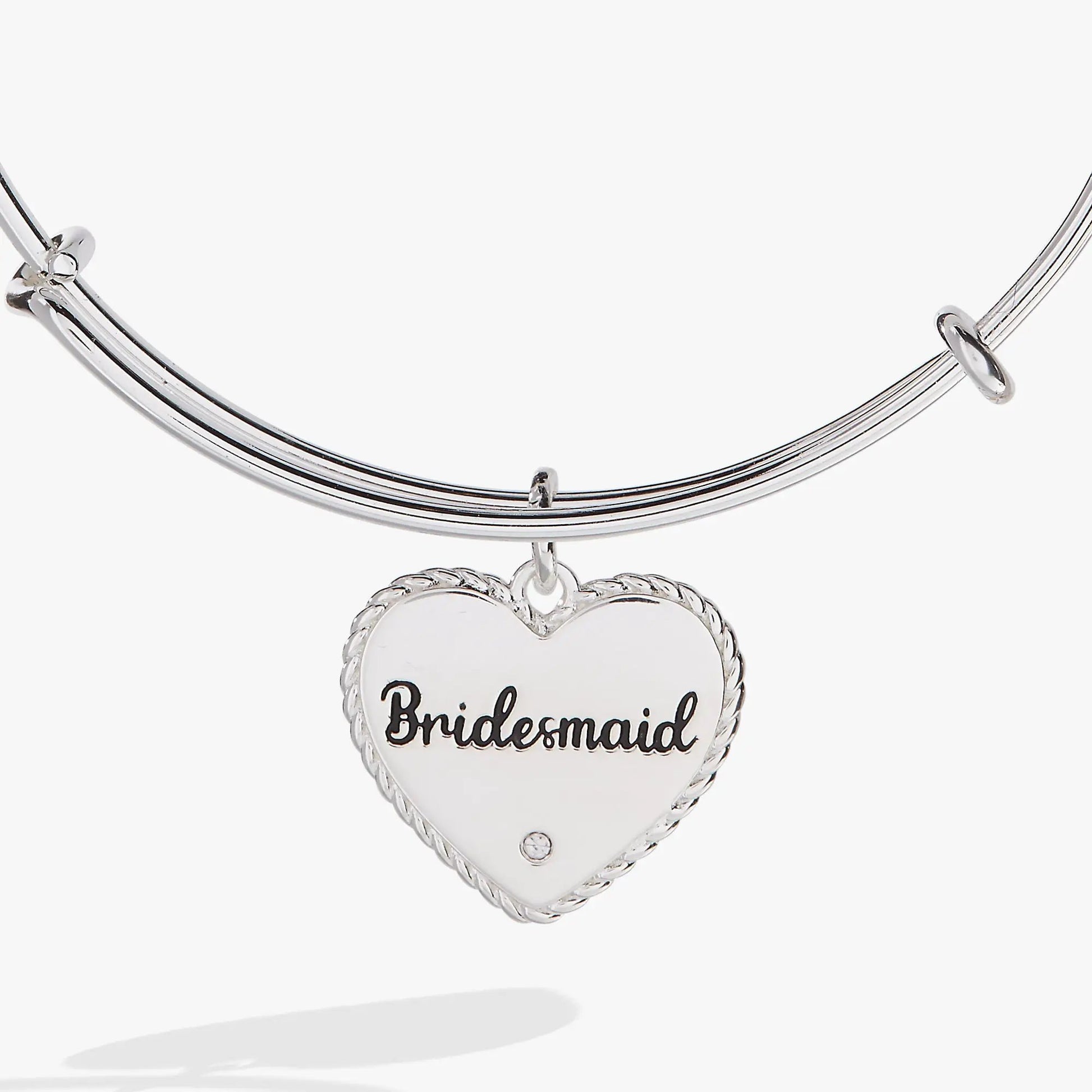 Bridesmaid Heart Bangle bracelet by ALEX AND ANI in silver tone with heart charm on Tampa Home & Garden Store