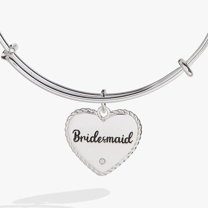 Bridesmaid Heart Bangle bracelet by ALEX AND ANI in silver tone with heart charm on Tampa Home & Garden Store