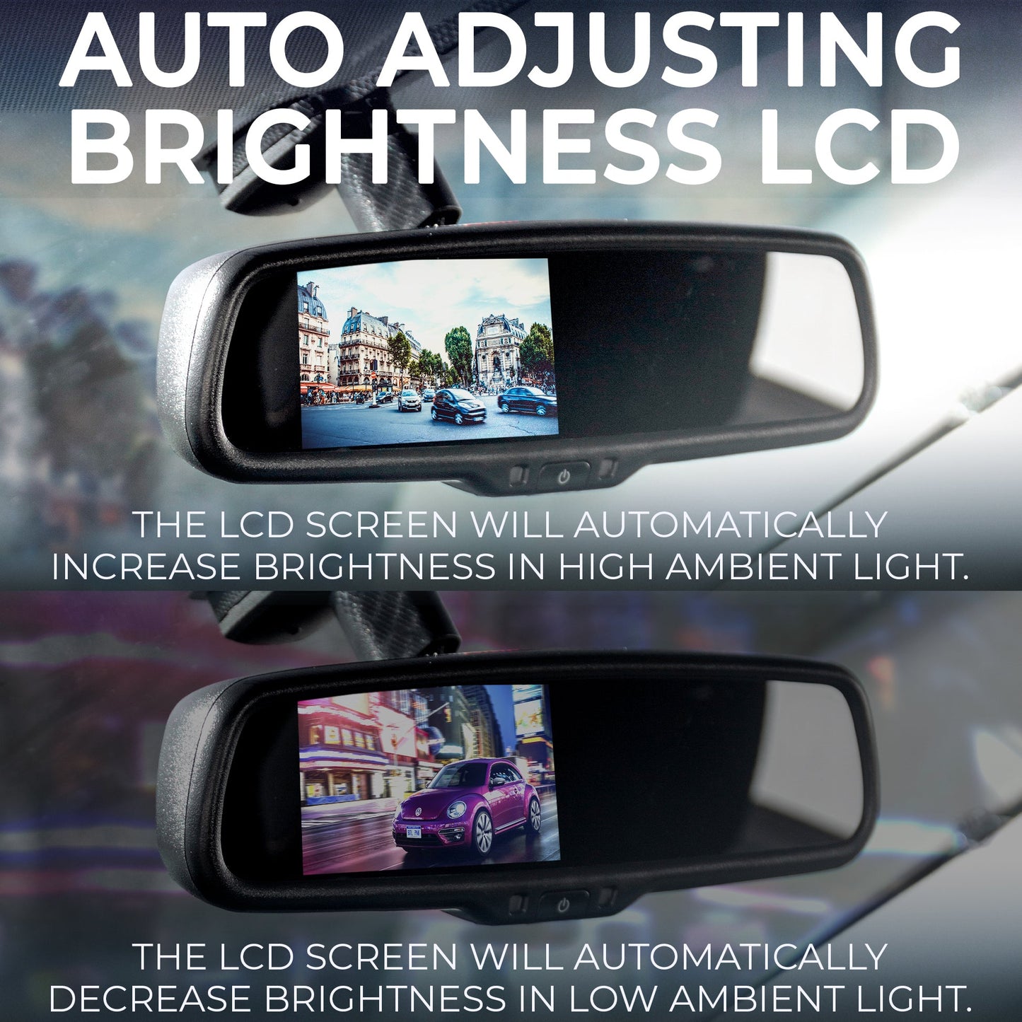 Master Tailgaters rear view mirror with 4.3-inch LCD, auto-dimming, anti-glare, universal fit on Tampa Home & Garden Store