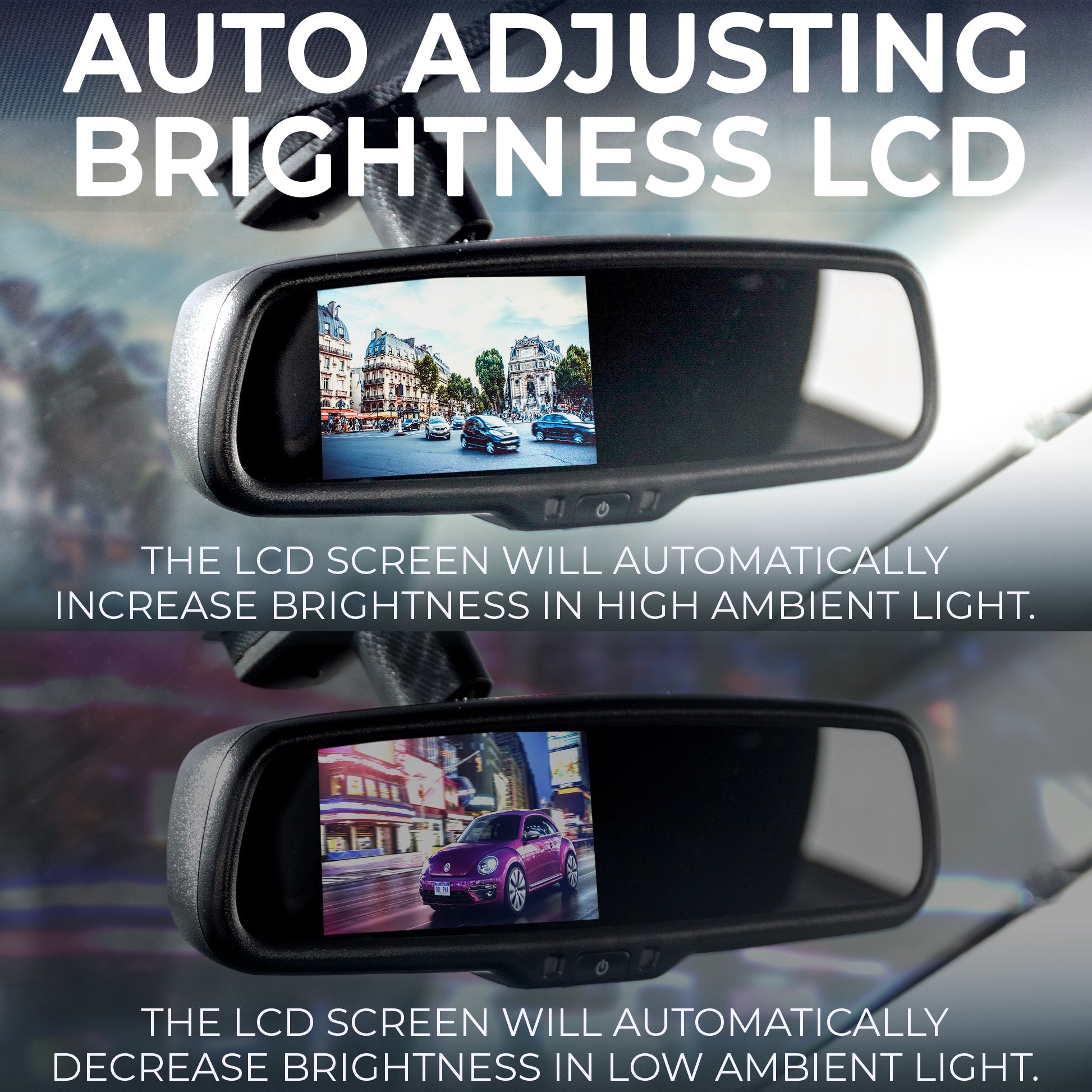 Master Tailgaters 10.5in rear view mirror with 4.3in LCD, dimming, adjustable guide lines on Tampa Home & Garden Store