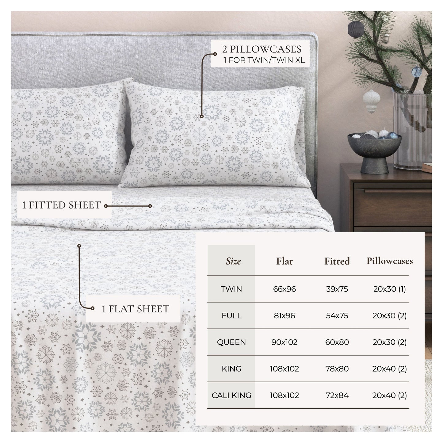 Classic Turkish Cotton Flannel Sheet and Pillow
