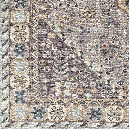 Boroon Area Rug by Boutique Rugs in brown, ivory, teal geometric pattern on Tampa Home & Garden Store