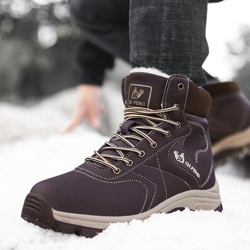 Stevvex men's brown winter boots with plush lining, waterproof leather on Tampa Home & Garden Store
