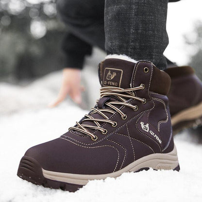 Stevvex men's brown winter boots with plush lining, waterproof leather on Tampa Home & Garden Store