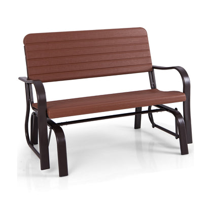 Planeador de porche de 2 plazas con asiento trasero de HDPE y estructura de acero - Marrón