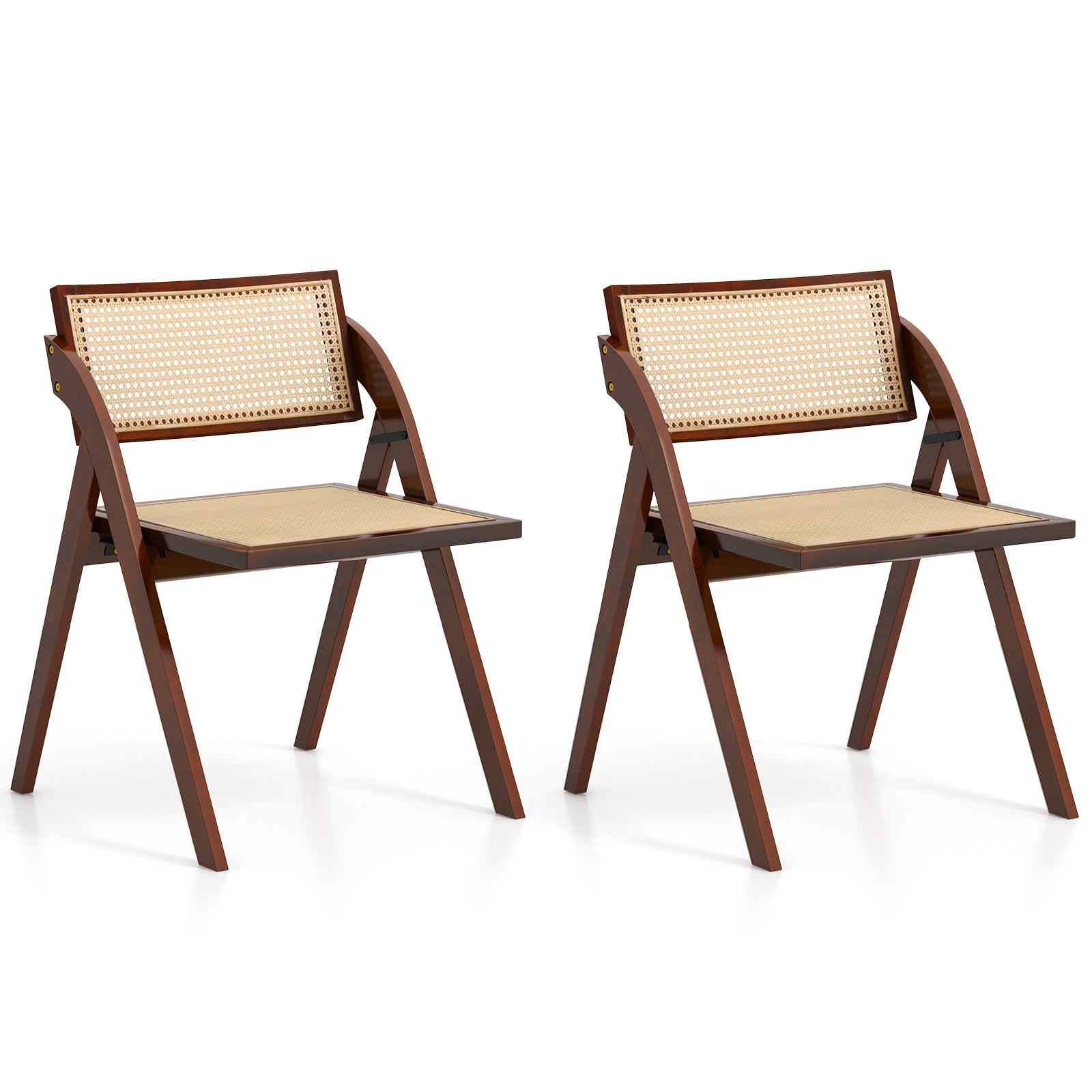 Foldable dining chairs set of 2 with rattan backrests DirectDeals on Tampa Home & Garden Store