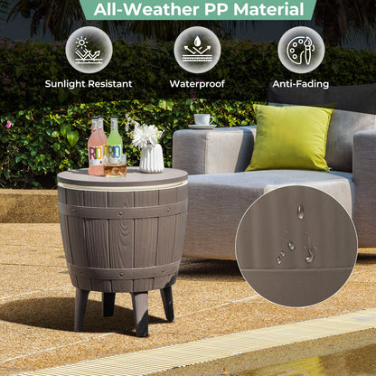 GemGear 10 Gallon Cooler Bar Table outdoor with ice bucket and telescopic top gray barrel style on Tampa Home & Garden Store
