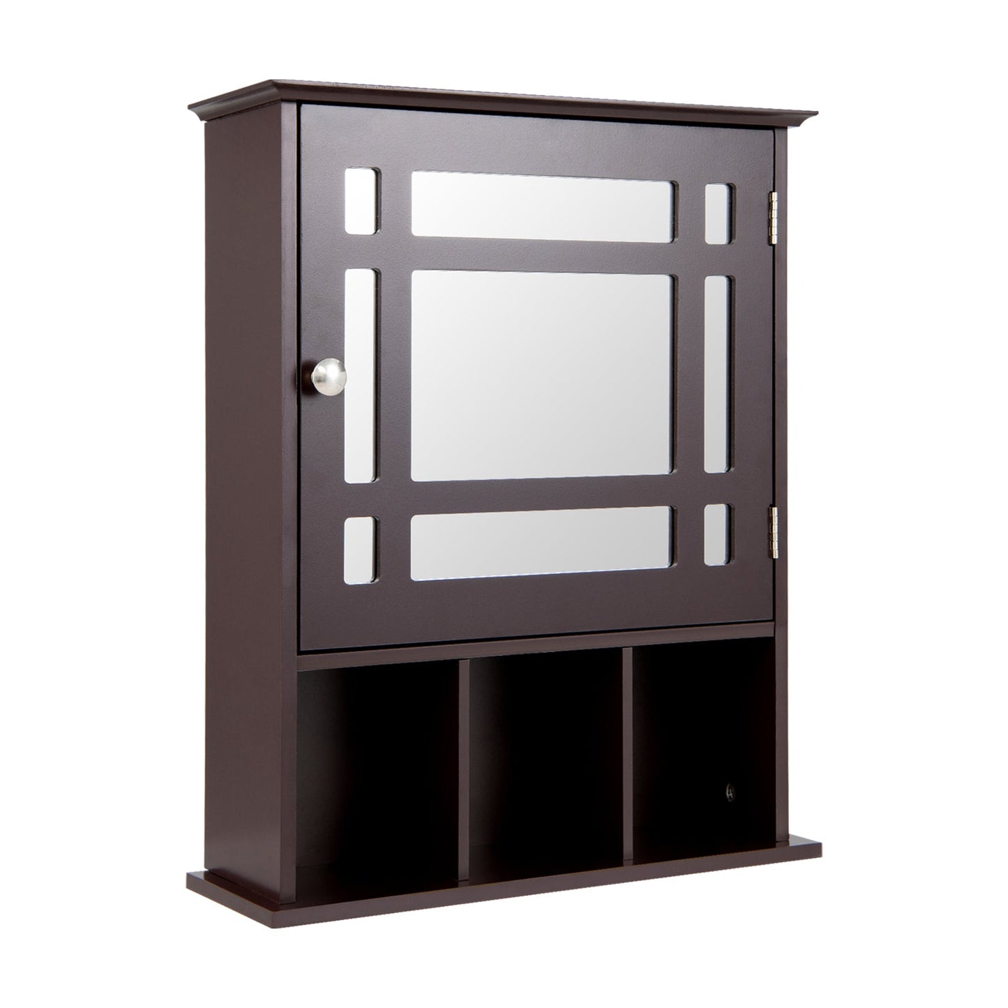 Mueble de baño con espejo y para montar en la pared - Marrón
