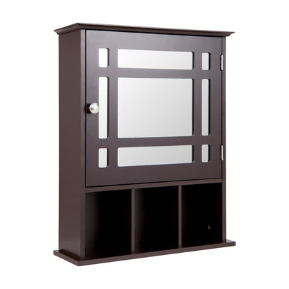 Mueble de baño con espejo y para montar en la pared - Marrón