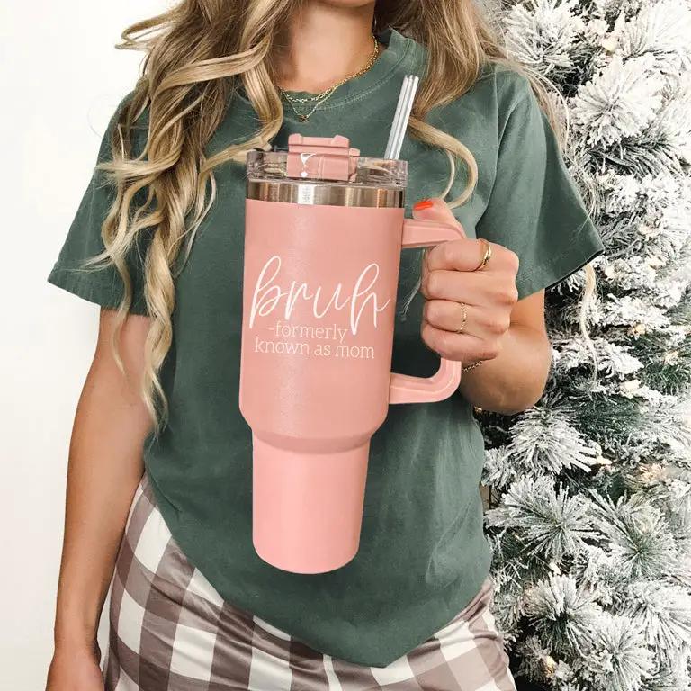 Bruh Pink 40oz Tumbler Formerly Mom Gift