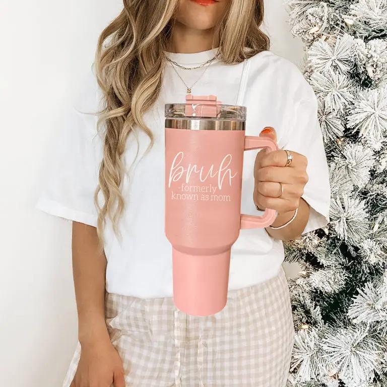 Bruh Pink 40oz Tumbler Formerly Mom Gift