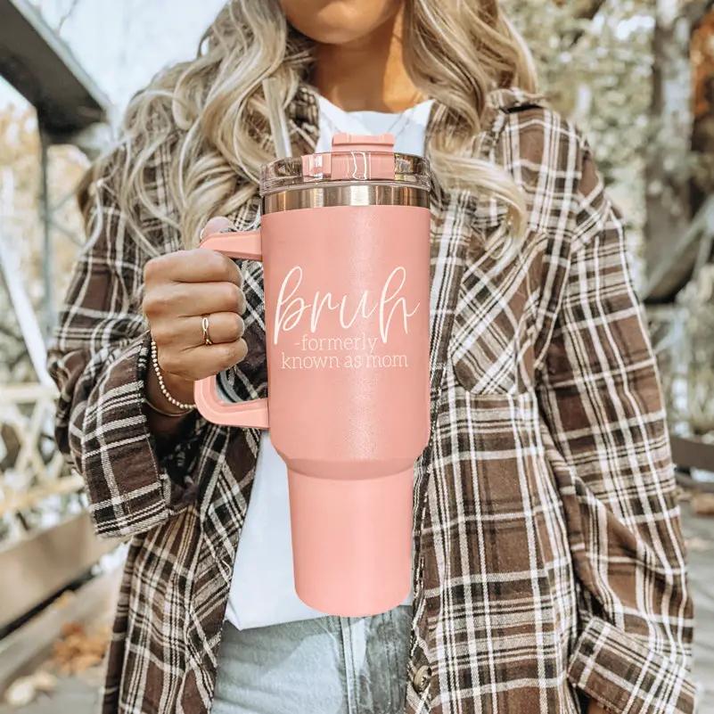 Bruh Pink 40oz Tumbler Formerly Mom Gift