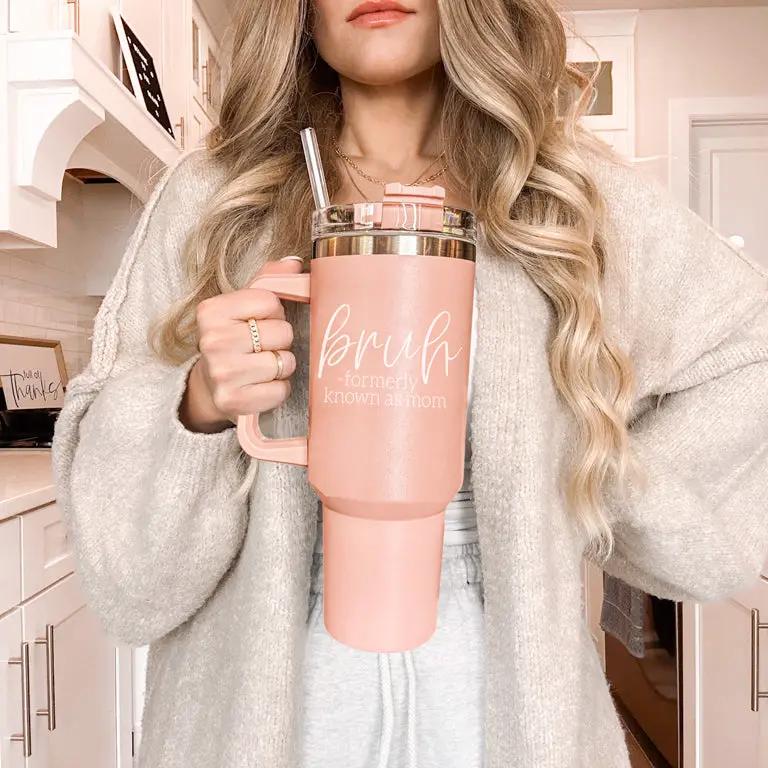 Bruh Pink 40oz Tumbler Formerly Mom Gift