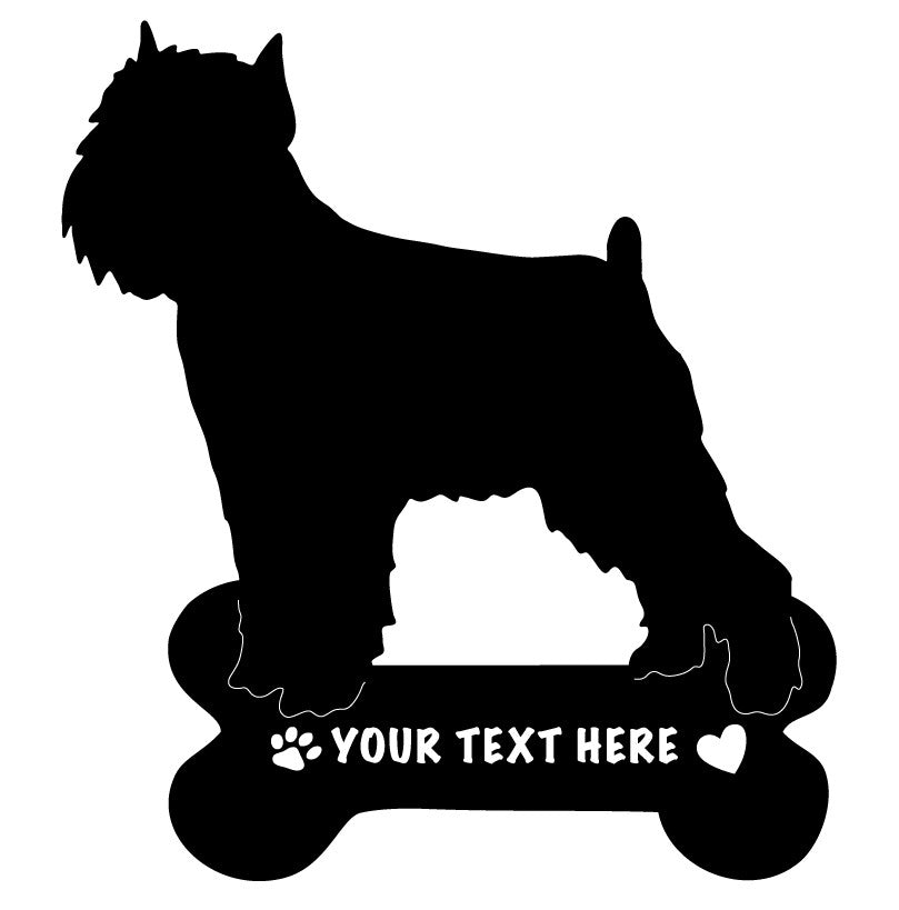 Brussels Griffon statue wall art in black with bone base and text by Rustica Ornamentals on Tampa Home & Garden Store