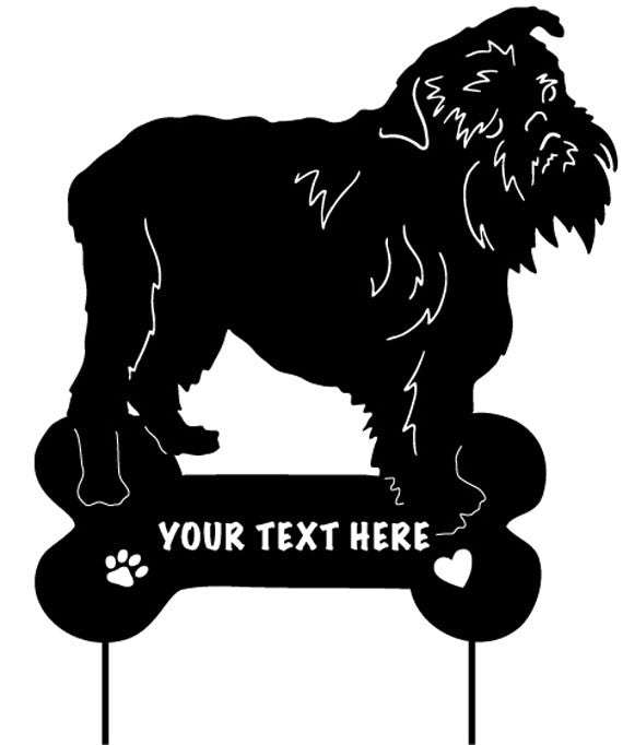 Brussels Griffon garden stake hanging, black with paw print accents, Rustica Ornamentals on Tampa Home & Garden Store