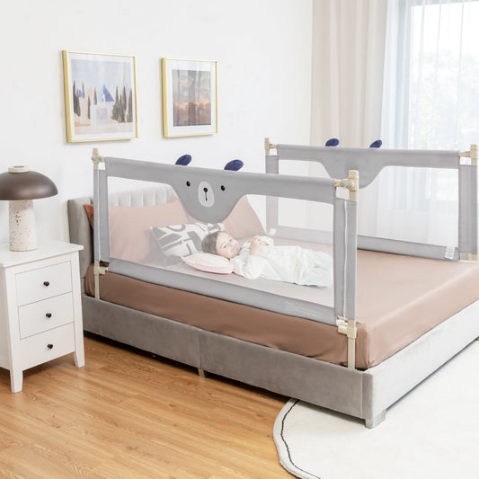 Vertical Lifting Baby Bedrail Guard with Lock-Gray - Tampa Home & Garden Store
