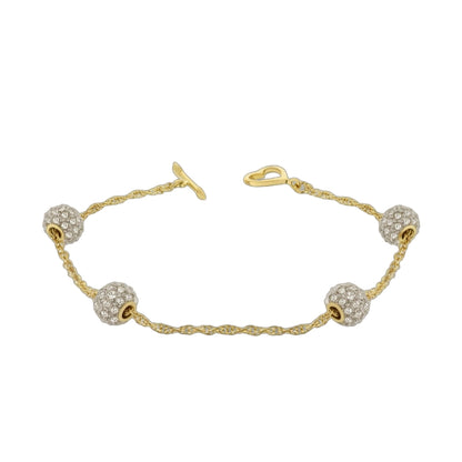 LGA 925 pave anklet by Lauren G Adams with gold-tone chain and pavé beads on Tampa Home & Garden Store