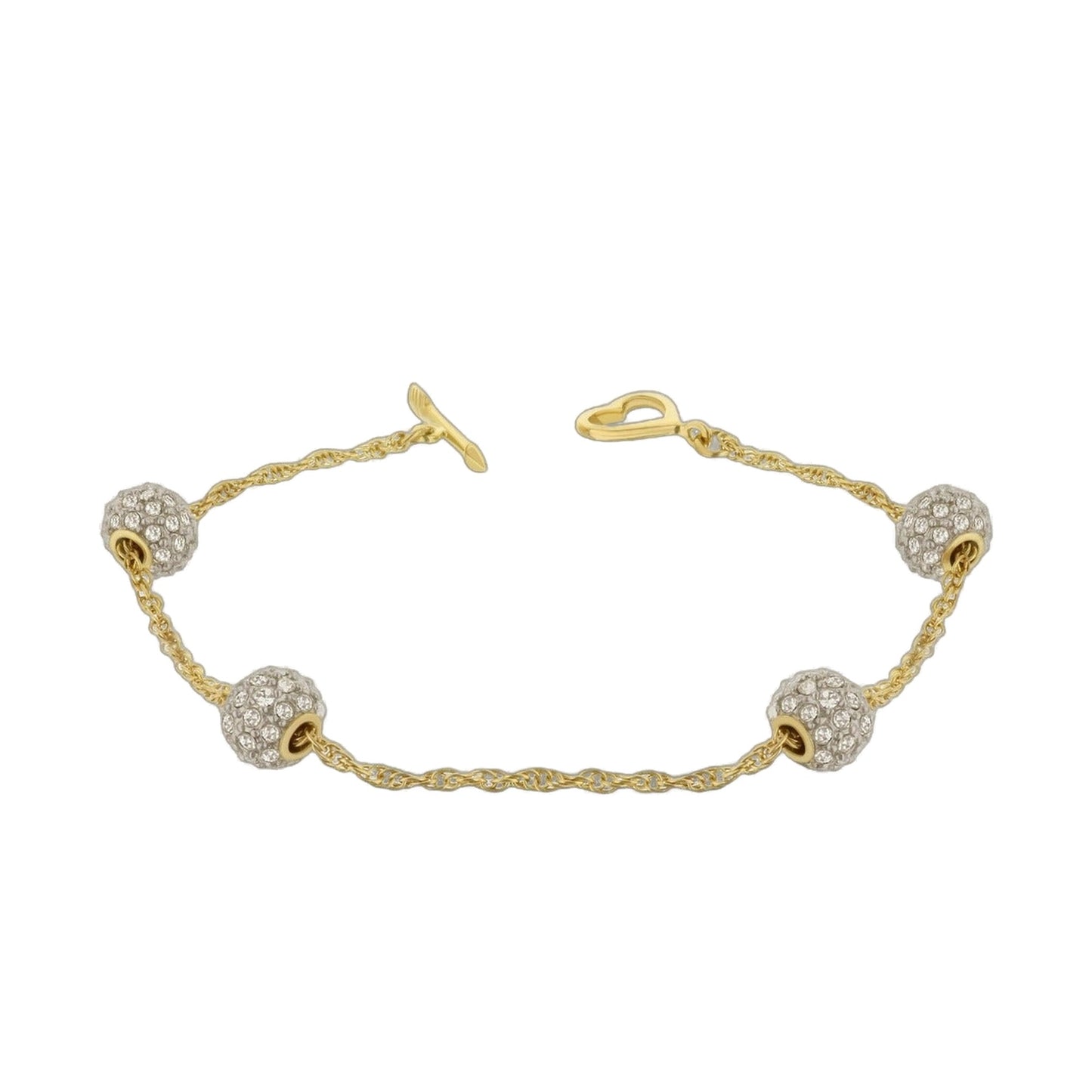 LGA 925 pave anklet with gold-tone chain and pavé bead accents, Lauren G Adams bracelet on Tampa Home & Garden Store