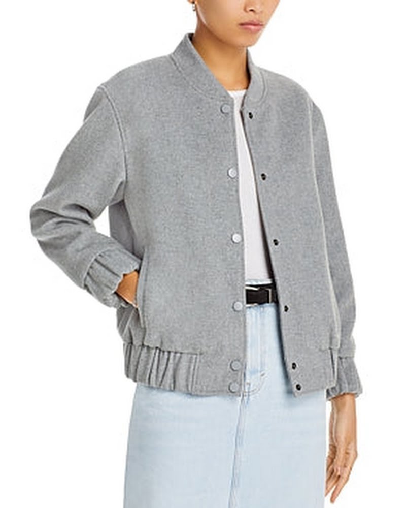 Endless Rose Vanessa Jane oversized gray felt varsity jacket with snap front on Tampa Home & Garden Store