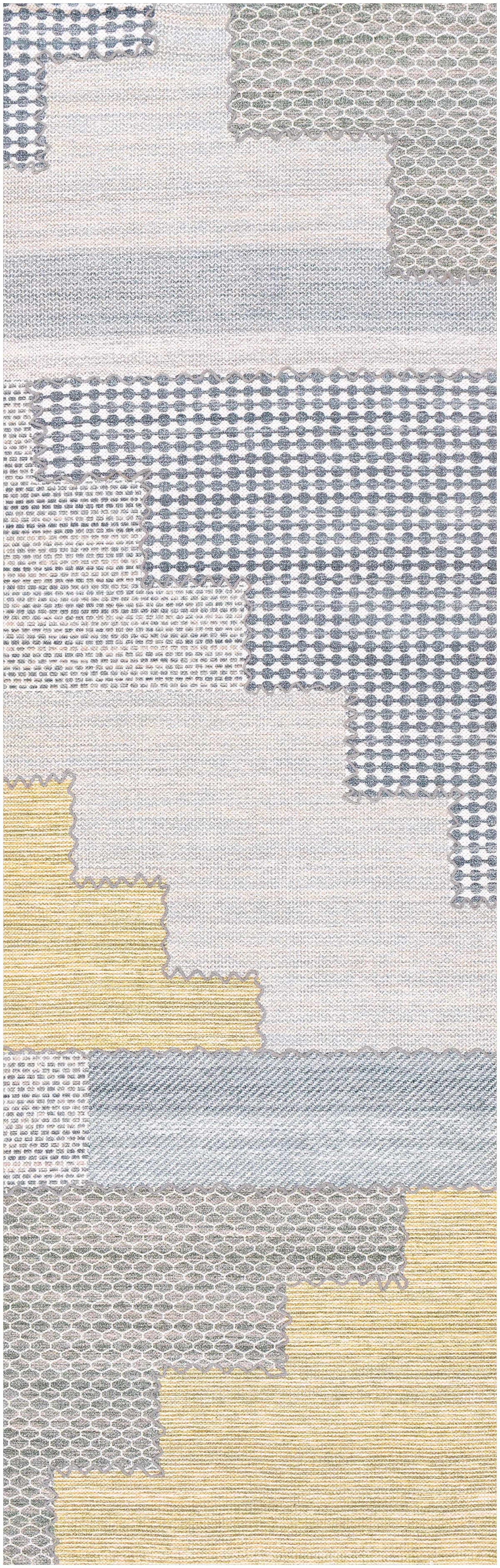 Bishopton Blue/Yellow Patchwork Viscose Rug by Boutique Rugs, clearance on Tampa Home & Garden Store
