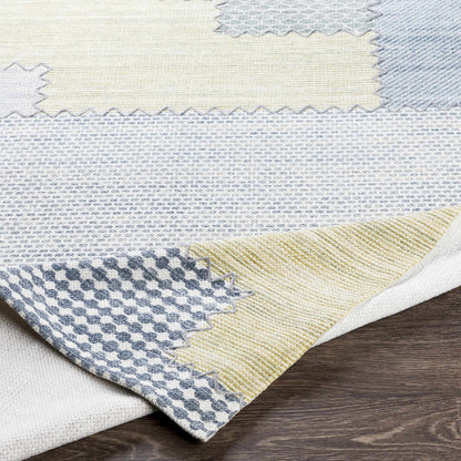 Bishopton blue/yellow patchwork viscose rug by Boutique Rugs on Tampa Home & Garden Store