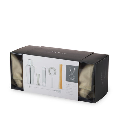 Stainless Steel Travel Barware Set in Canvas Bag