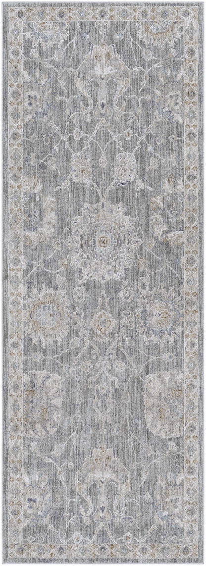 Monterey Gray Thick Luxe Persian Rug by Boutique Rugs, gray ivory tones with ornate border on Tampa Home & Garden Store