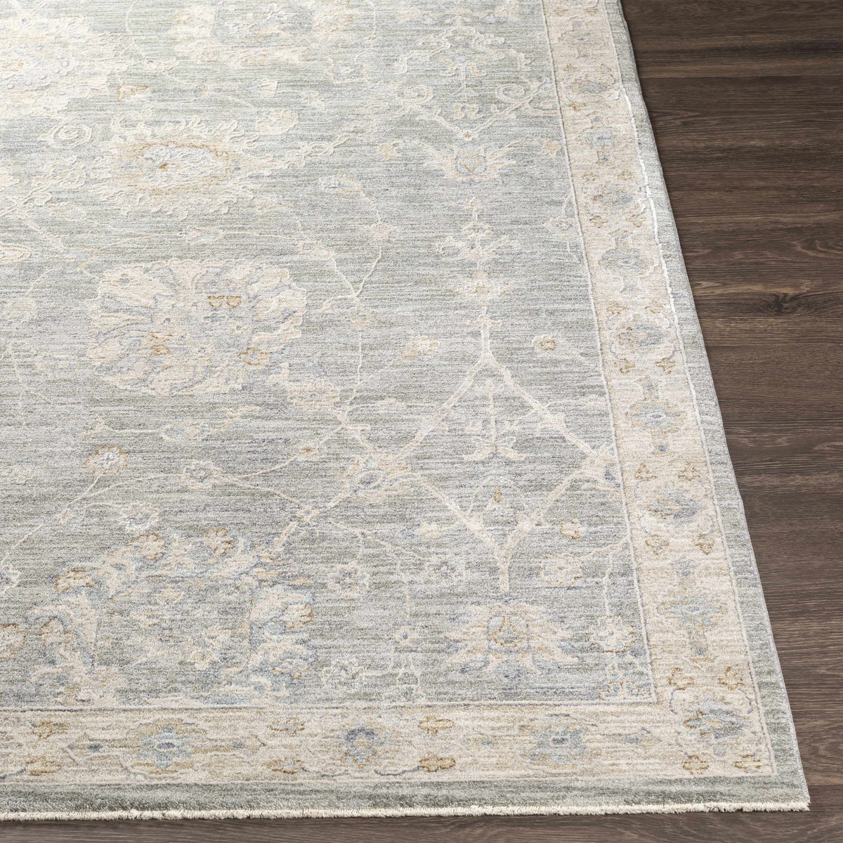 Monterey Gray Thick Luxe Persian Rug by Boutique Rugs, soft gray tones with vintage motif on Tampa Home & Garden Store