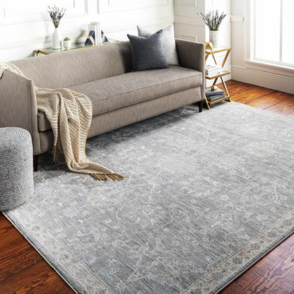 Monterey Gray Thick Luxe Persian Rug in a modern living room with plush pile on Tampa Home & Garden Store