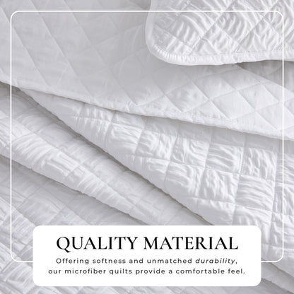 Reversible White Embossed Diamond Quilt Set