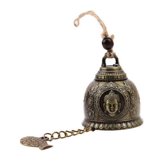 Buddha statue pattern bell wind chime feng shui antique bronze with rope hanger on Tampa Home & Garden Store