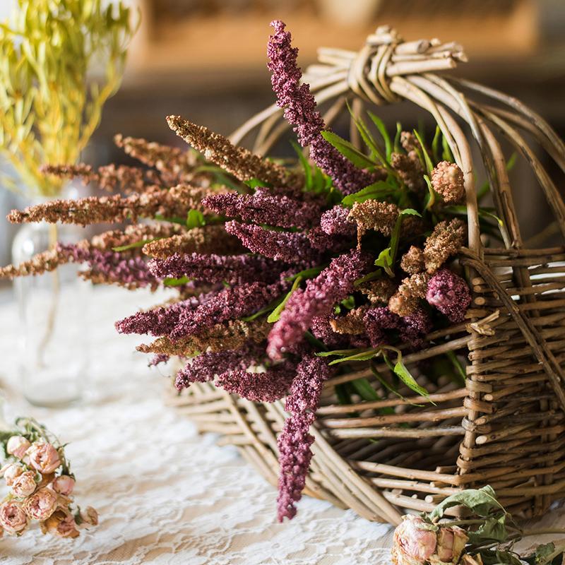 Buddleja Butterfly Bush Bundle 18in Tall artificial blooms purple sprays in wicker basket on Tampa Home & Garden Store
