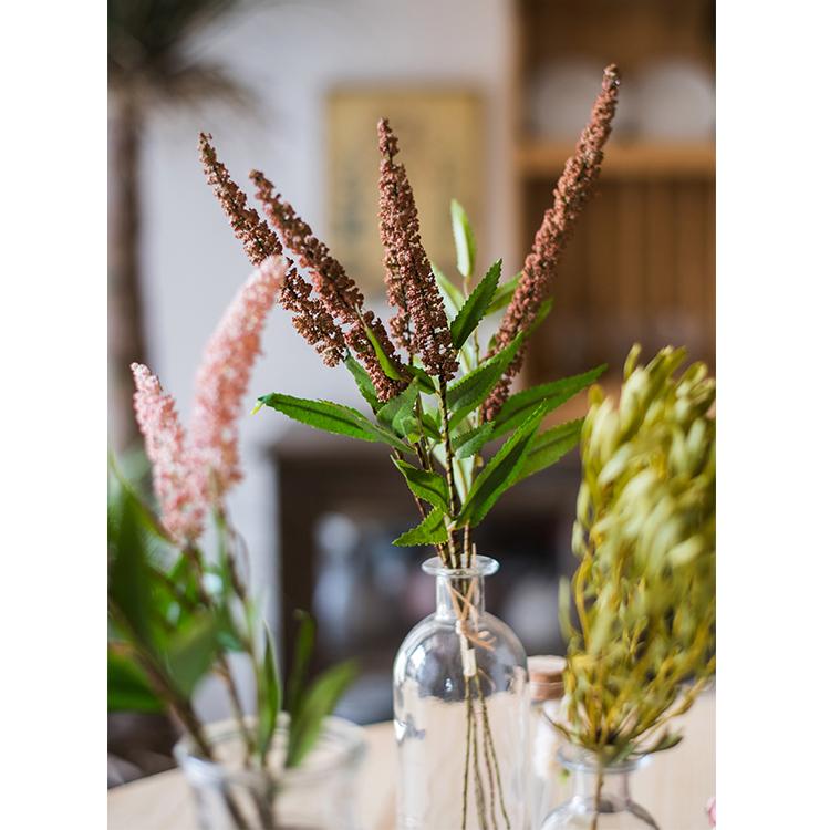 Buddleja Butterfly Bush artificial bundle 18in tall with pink spikes and green leaves in vase on Tampa Home & Garden Store