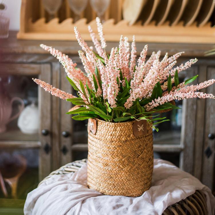 Buddleja Butterfly Bush Bundle 18in artificial flowering plant in a woven basket RusticReach on Tampa Home & Garden Store