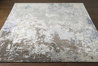 Rug Bued Handmade Wool-Blend Rug by Boutique Rugs with abstract gray beige blue pattern on Tampa Home & Garden Store