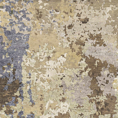 Bued handmade wool-blend rug from Boutique Rugs with beige, brown, blue-gray abstract pattern on Tampa Home & Garden Store