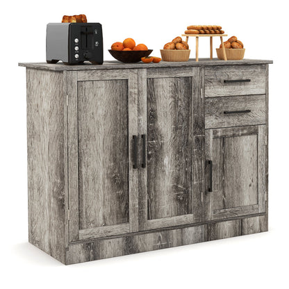 Mueble aparador con almacenamiento tipo buffet y 2 cajones para cocina - Gris