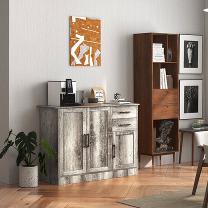 Mueble aparador con almacenamiento tipo buffet y 2 cajones para cocina - Gris