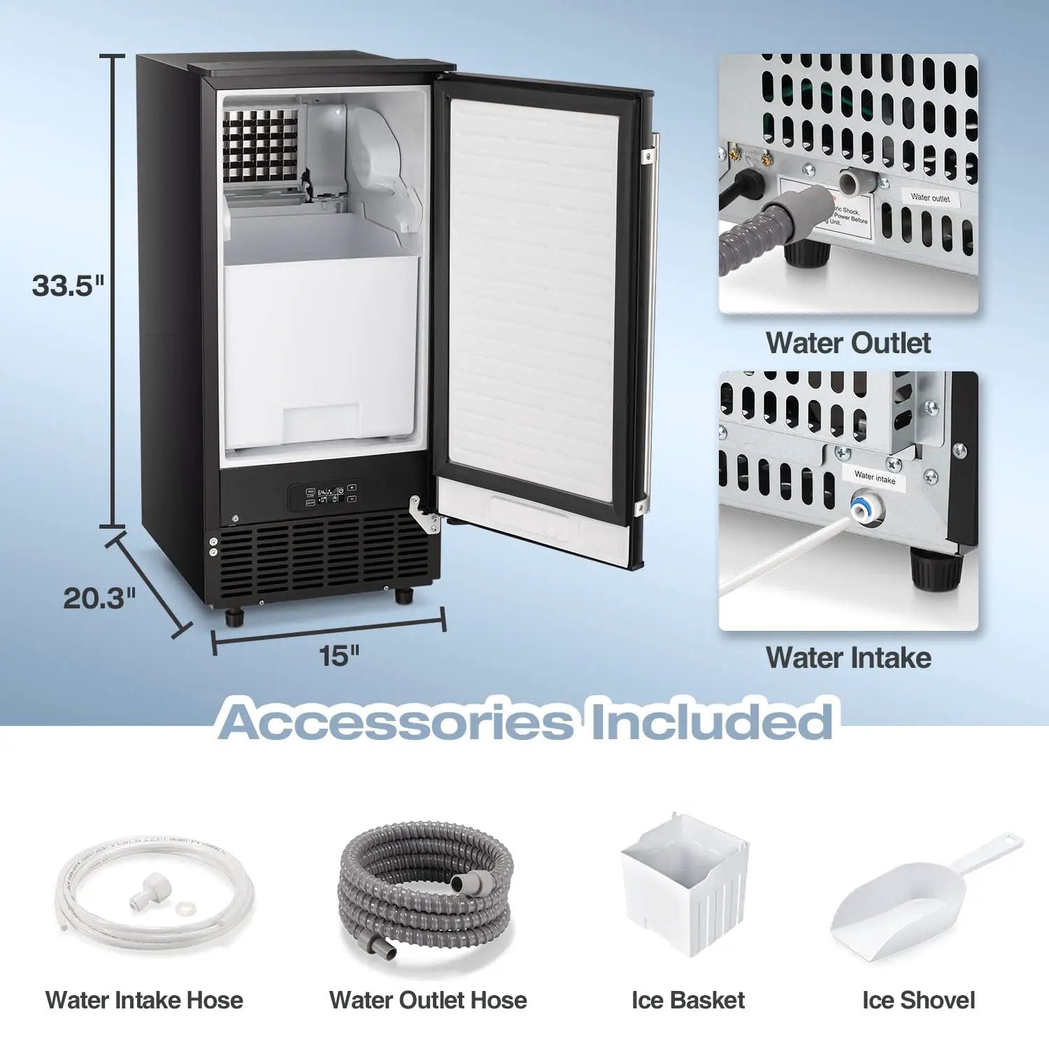 Built-In Ice Maker Under-Counter Z5836 80 Lb; open door reveals ice basket and white interior on Tampa Home & Garden Store