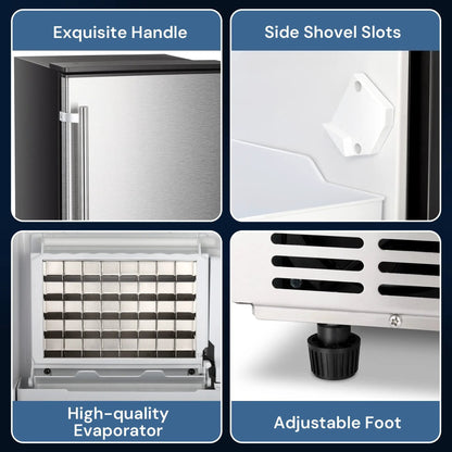 Kismile built-in ice maker under-counter with stainless steel door, 80 lb capacity on Tampa Home & Garden Store