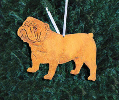 Bulldog ornament plant stake orange, Rustica Ornamentals garden decor on Tampa Home & Garden Store