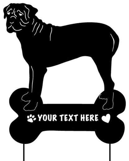 BullMastiff garden stake with customizable bone plaque for wall or yard decor on Tampa Home & Garden Store